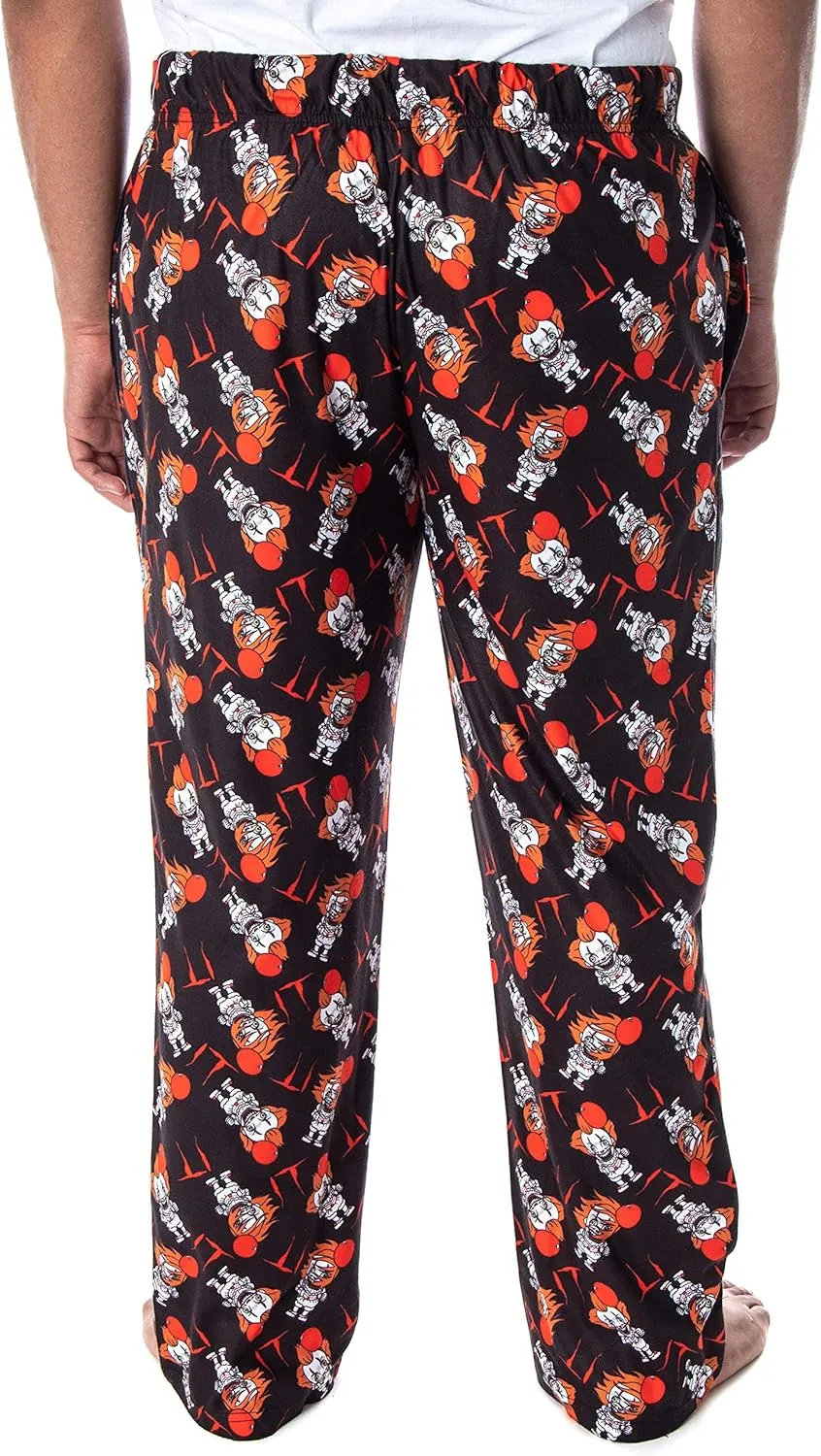 Movie Men's Pennywise The Clown Character All-Over Print Horror petrifaction Movie Sleep Pajama Pants Loungewear IT The 