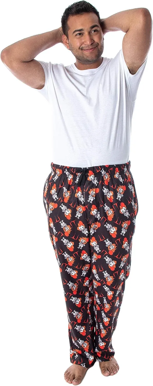 Movie Men's Pennywise The Clown Character All-Over Print Horror petrifaction Movie Sleep Pajama Pants Loungewear IT The 