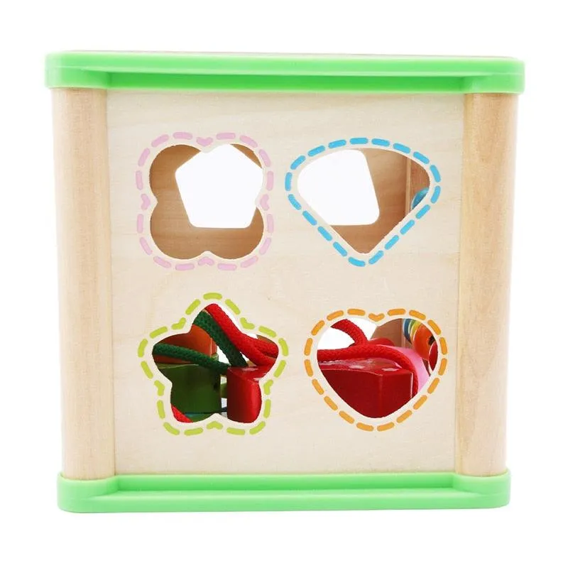 Multifunction Four Sides Treasure Chest Beaded Box Wooden Colorful Bead Math Toy Learning Education Toys For Children