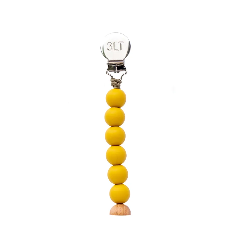Mustard Yellow Silicone Beaded Pacifier Clip