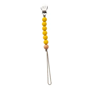 Mustard Yellow Silicone Beaded Pacifier Clip