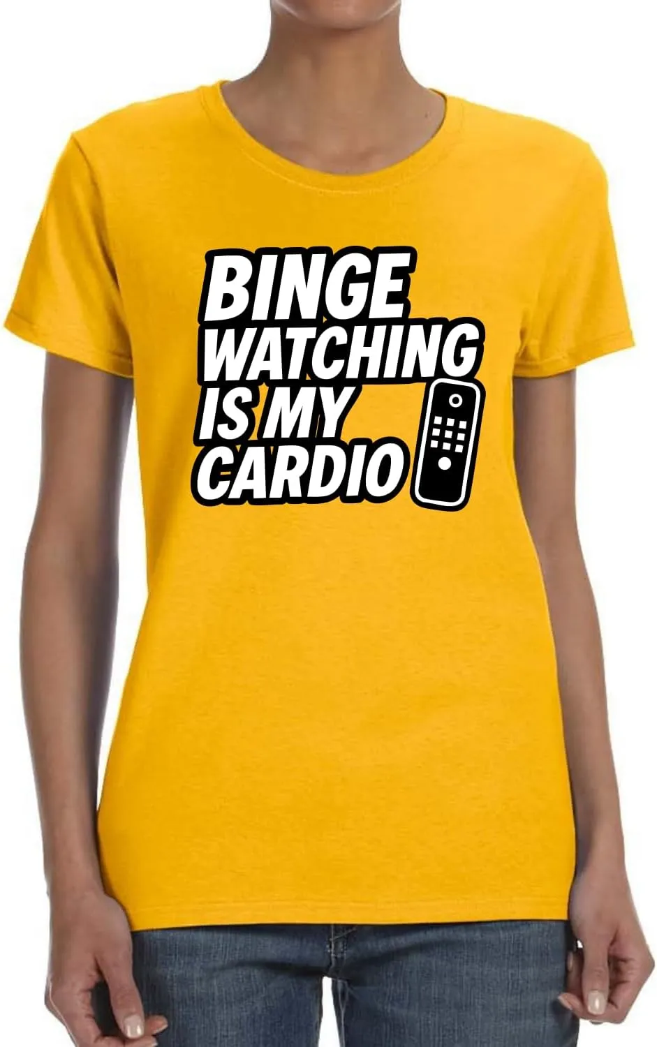 My Cardio exempt jar solo untrue farmhand facility Funny Remote TV Movie Lover Humor Women's Graphic T-Shirt Binge Watching is 