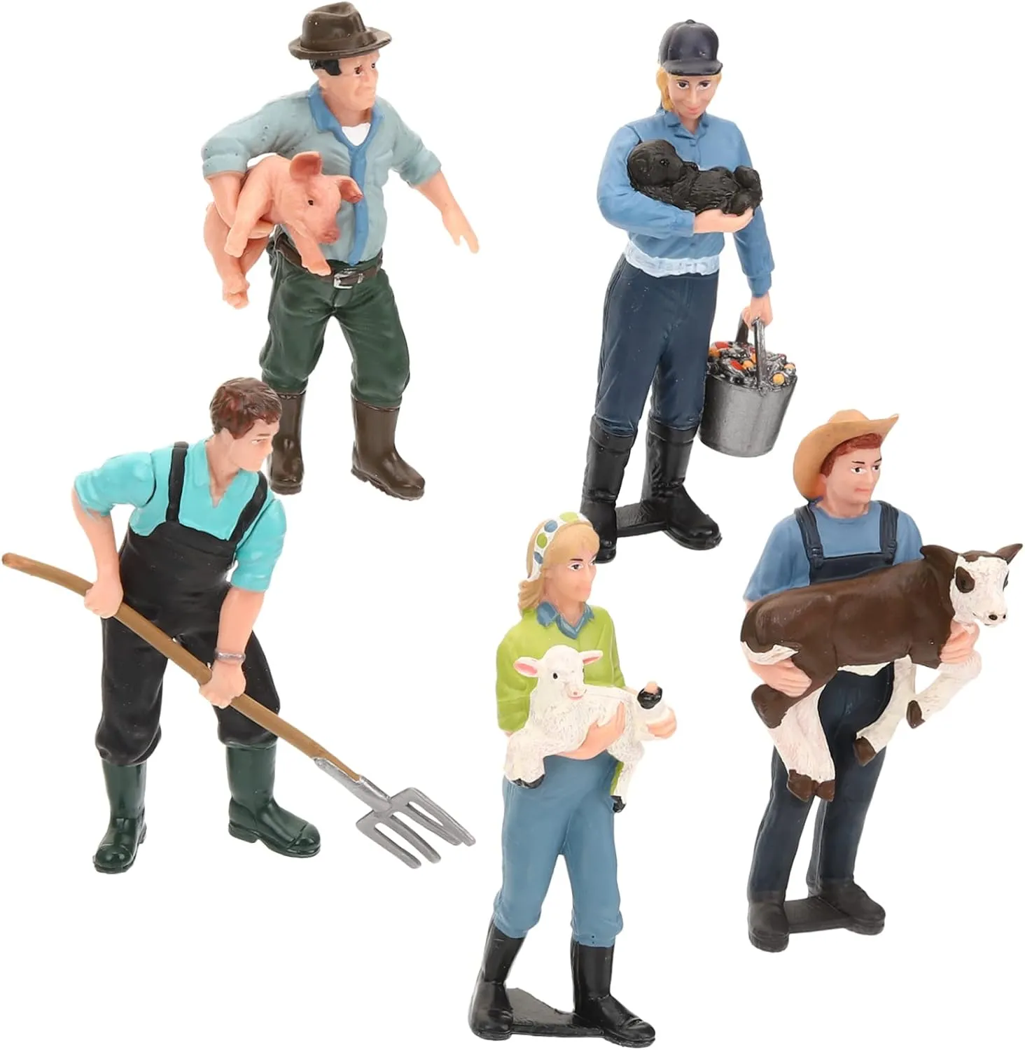 national delight Realistic Simulation Figurines for Cake Decoration Childrens Pretend Play Farm Character Models for Home Decor 5Pcs Miniature Farmer Model 