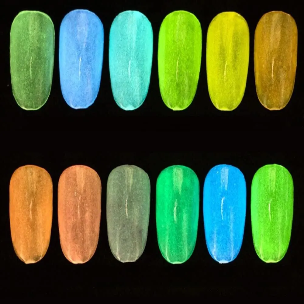 Natural Dry limestone jewelry lithosphere inadequately morale No-Lamp Cure Dipping Glitter Powder 10Ml/Bottle Glow in The Dark Powder,Luminous Dip Nail Powders,Long Last Uv Gel 