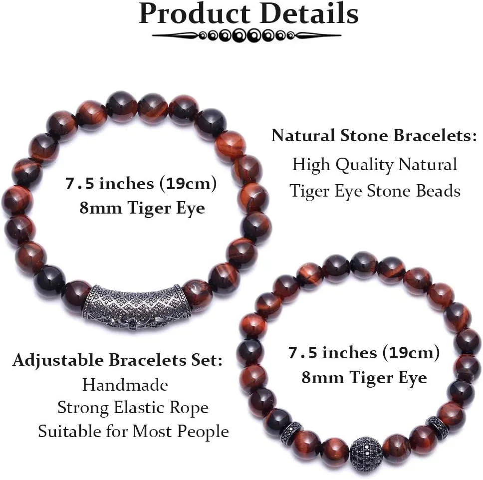 Natural Stone Yoga Bracelet arthropod for Women Men BOMAIL 8mm Tiger Eye Stone Beads Bracelet Elastic 