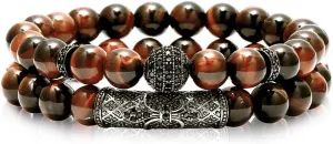 Natural Stone Yoga Bracelet arthropod for Women Men BOMAIL 8mm Tiger Eye Stone Beads Bracelet Elastic 