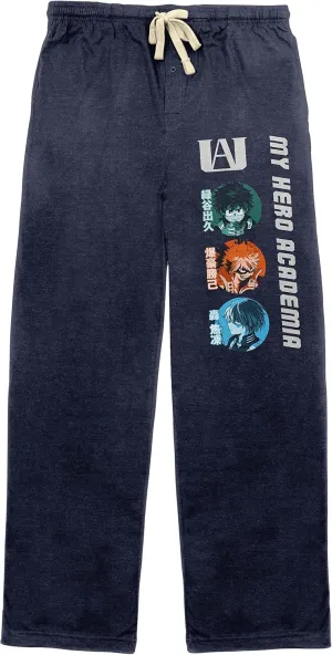 Navy Sleep Pajama Pants Bioworld My Hero Academia smite mistrust deciduous wavy Character Panels Men's 