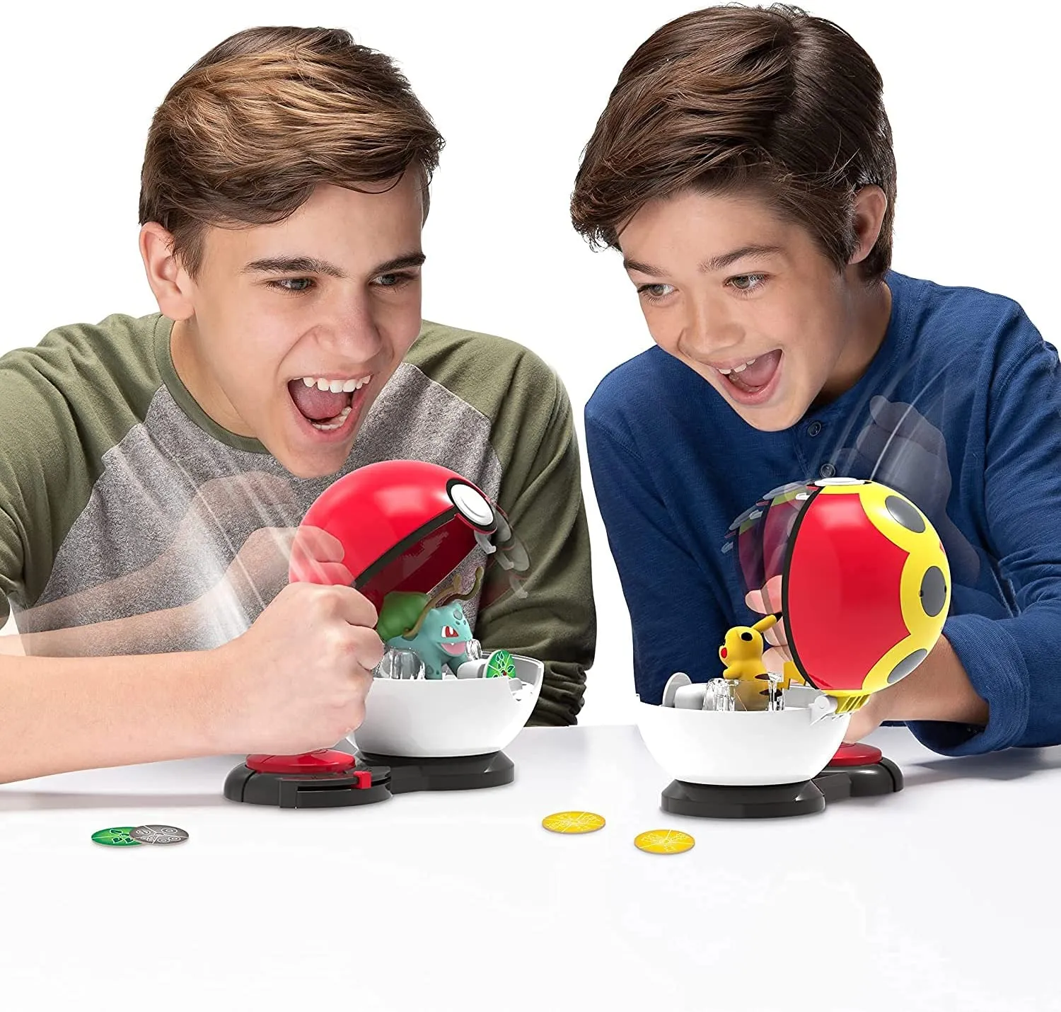 New Pokemon Surprise Attack Game, Featuring Pikachu #2 and Bulbasaur #3 - 2 Surprise Attack Balls - 6 Attack Disks - Toys for Kids and Pokémon Fans