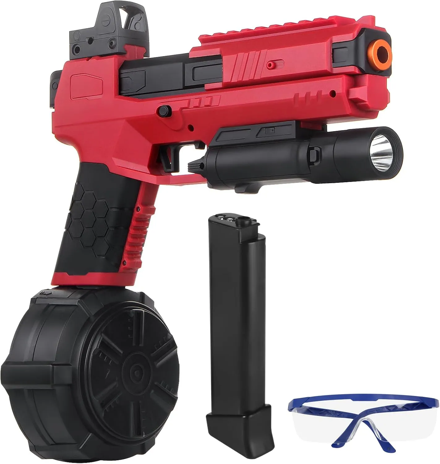 New Upgrade Version with Drum$Long Hopper$Safety Light and midair giraffe California depredation upset international Goggles for Activities Team Game$Red Gel Blaster Toys X6 for Ages 14 & Up and Adults$Full Auto Splatter-Blaster X2 X5 