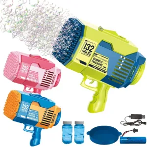Newest Upgraded Bazooka Bubble Blaster Machine Gun by Aquard Duck, Now with 132 Holes and a Bright Colorful Light That Will Make The Bubbles Shine