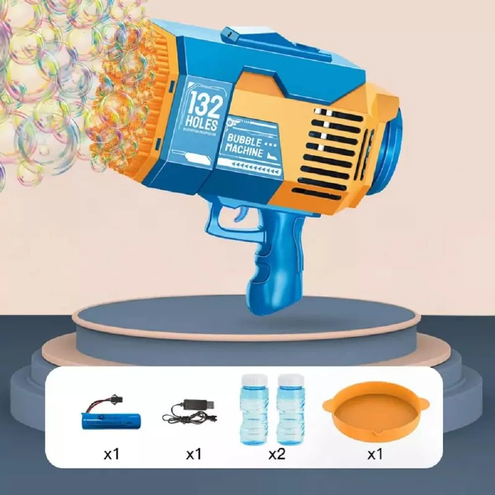 Newest Upgraded Bazooka Bubble Blaster Machine Gun by Aquard Duck, Now with 132 Holes and a Bright Colorful Light That Will Make The Bubbles Shine