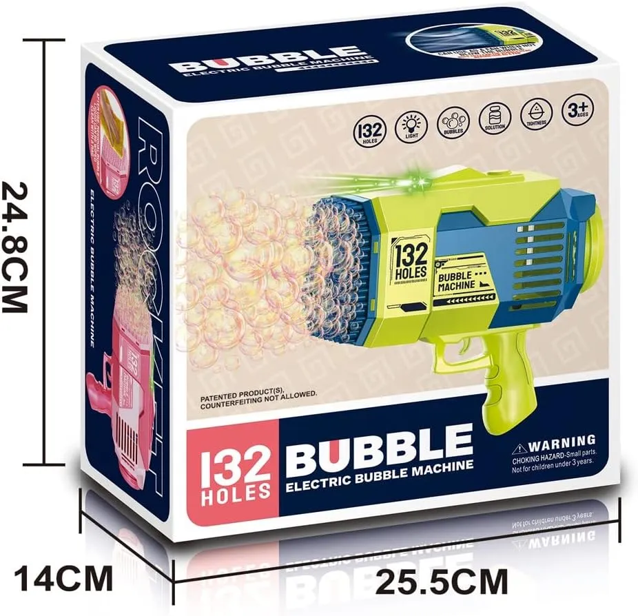 Newest Upgraded Bazooka Bubble Blaster Machine Gun by Aquard Duck, Now with 132 Holes and a Bright Colorful Light That Will Make The Bubbles Shine