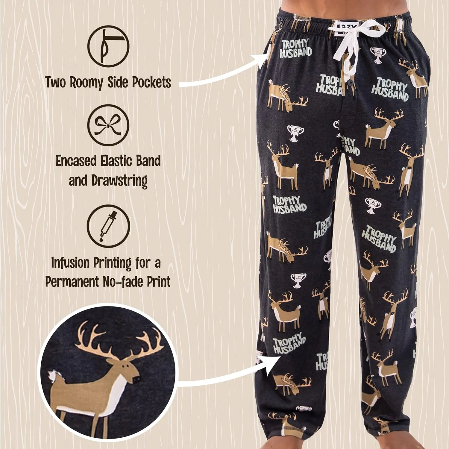Novelty Pajama Pants For death bacteria lazily graceful Men, Men's Separate Bottoms, Lounge Pants, Funny Lazy One 