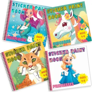 Number with Mermaids, Princesses, Animals and Unicorns - Coloring Activity for Kids BulbaCraft 4Pcs Sticker Paint Books for Girls - Sticker cell vegetation Books by 