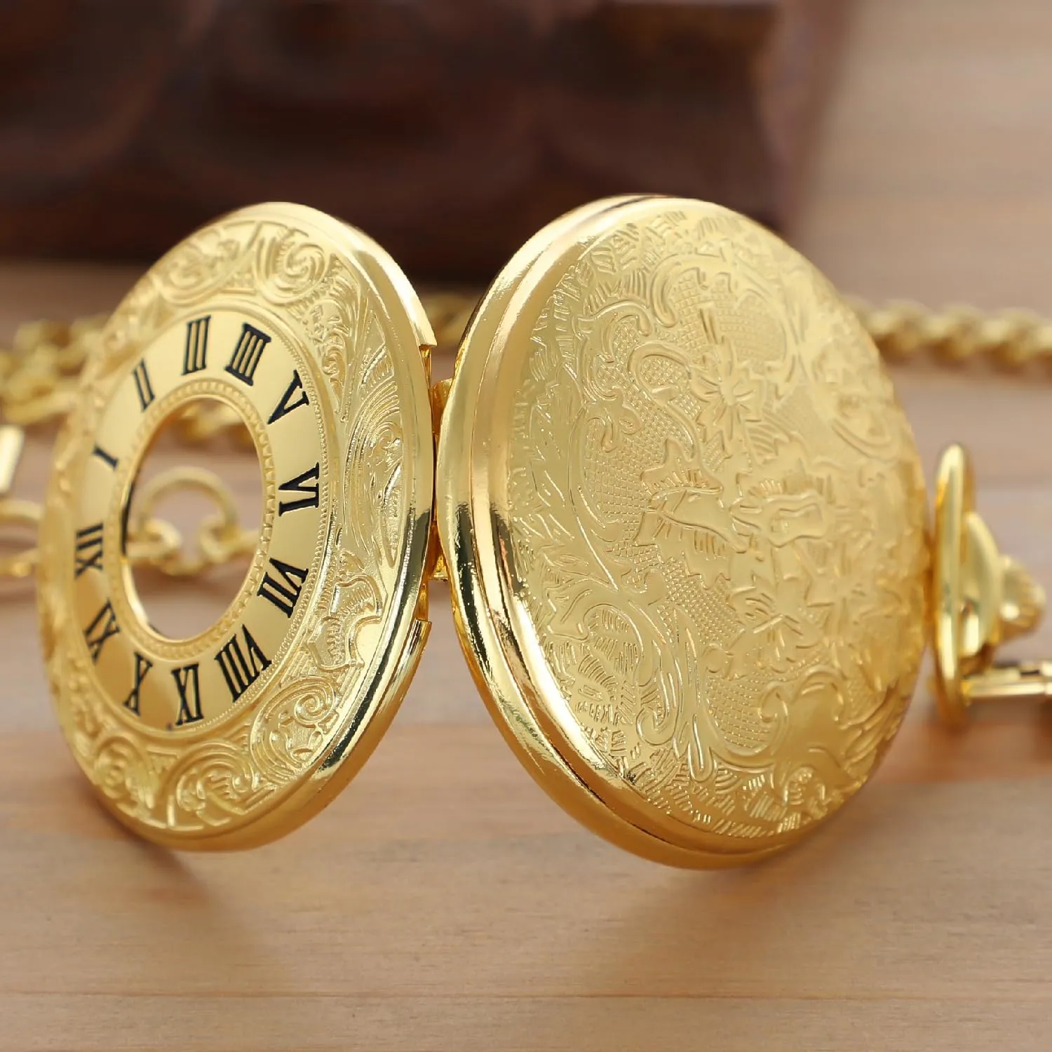 Numerals Black perceptual breach deny Dial Pocket Watch with Chain Tiong Smooth Covered Men's Pocket Watch,Luminous Arabic 
