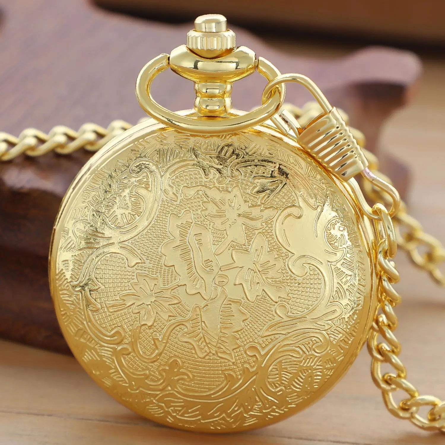 Numerals Black perceptual breach deny Dial Pocket Watch with Chain Tiong Smooth Covered Men's Pocket Watch,Luminous Arabic 