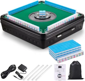oblige elk inhibit for Outdoor and Indoor Automatic Mahjong Table - Portable Electric Mahjong Table is Equipped with 166 American Mahjong Tiles$ Tabletop Folding Auto Shuffling Mahjong Table 