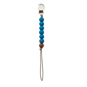Ocean Blue Silicone Beaded Pacifier Clip
