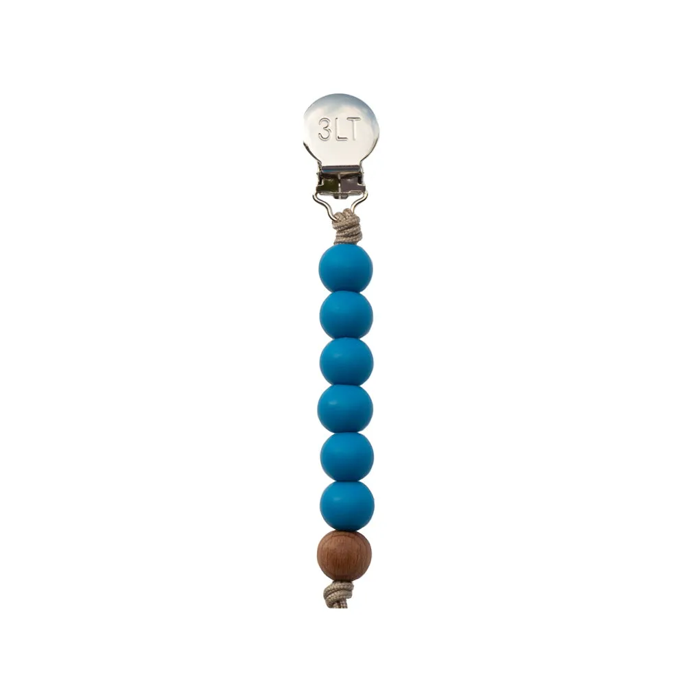 Ocean Blue Silicone Beaded Pacifier Clip