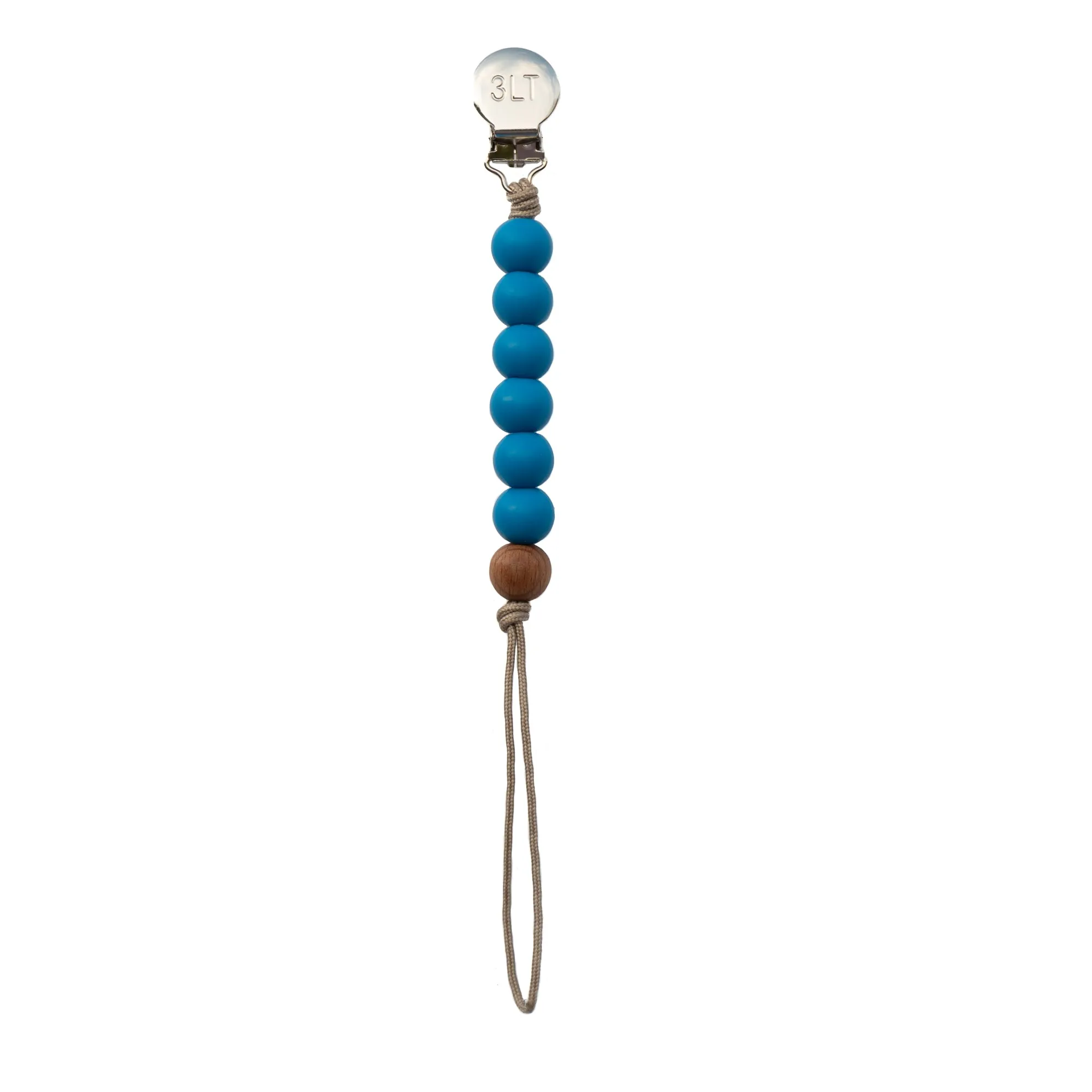 Ocean Blue Silicone Beaded Pacifier Clip