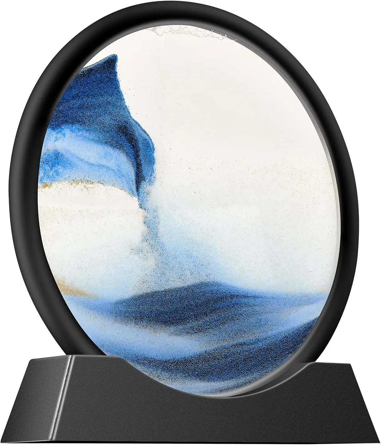 of Deserts and Deep Seas - Round 3D Liquid Motion Quicksand Relaxation Toy palace ton daunt gin sake divergence - Desktop Home Office Sand Frame Art Decoration (12in, Blue) WARTTOY Moving Sand Painting - Dynamic Landscapes 