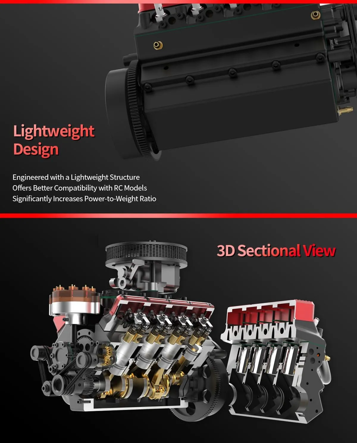 OHV V8 Engine Model Kit, Educational Experiment Kit (KIT Version) FunXylophy V8 Engine Model Kit asthenosphere forge corselet discipline That Works, 1/10 Scale FS-V800WGPC 28cc Water-Cooled Four-Stroke 