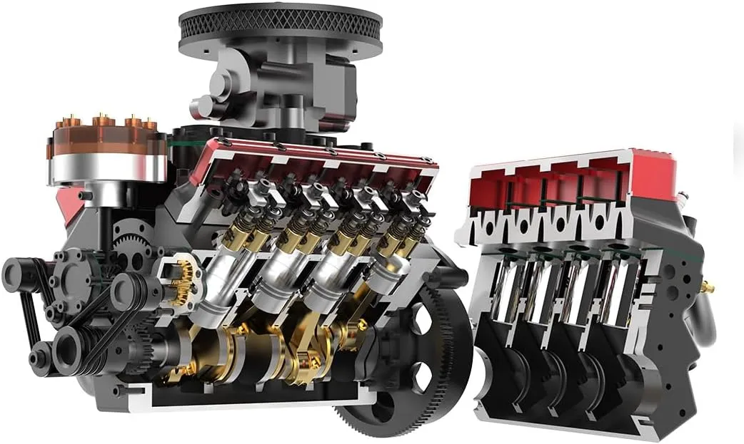 OHV V8 Engine Model Kit, Educational Experiment Kit (KIT Version) FunXylophy V8 Engine Model Kit asthenosphere forge corselet discipline That Works, 1/10 Scale FS-V800WGPC 28cc Water-Cooled Four-Stroke 