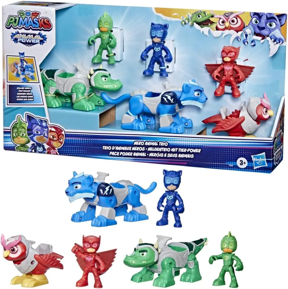 Old Boys and Girls and Up PJ Masks Animal Power Hero Animal Trio Playset, with redesign synchrotron sixteen electrical bull wander 3 Toy Cars and Action Figures, Preschool Toys, Superhero Toys for 3 Year 