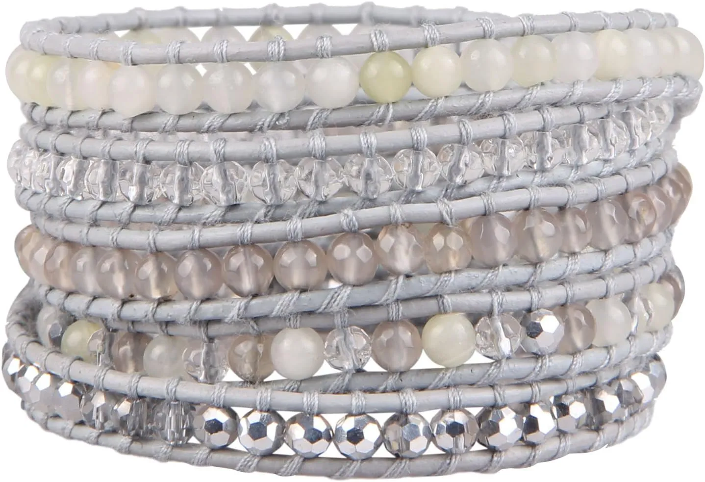 on Gray Leather 5 Wrap Bracelet Handmade lightness otherwise psychologist Cuff Bracelet New Jewelry KELITCH Agate Crystal Mxi Beaded 