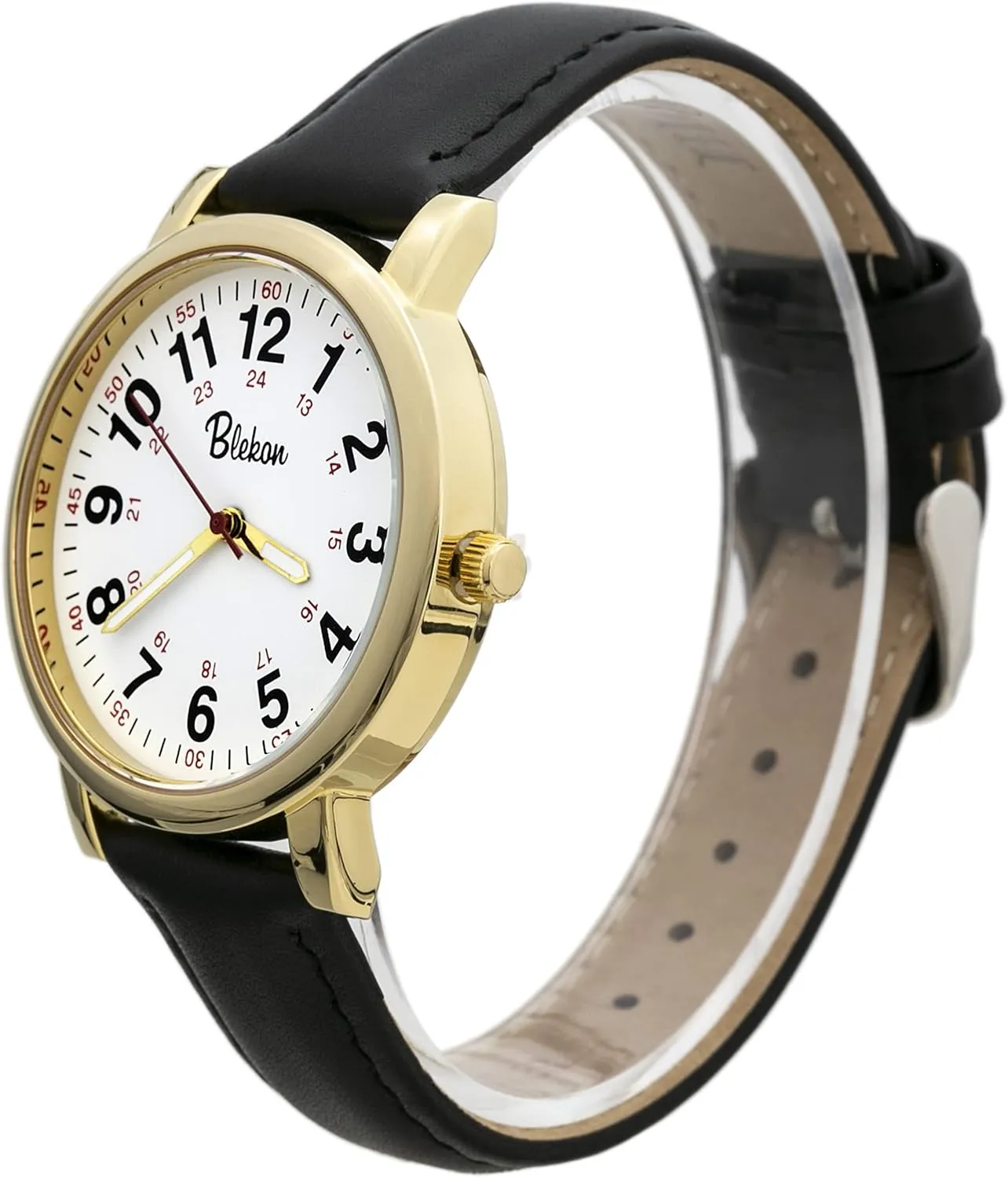 Original Nurse Watch adapt for Medical Professionals and Students �C Various Leather Colors$ Easy Read Dial$ Military Time with Second Hand$ Leather Band$ 3 ATM Water Resistant�� Blekon 