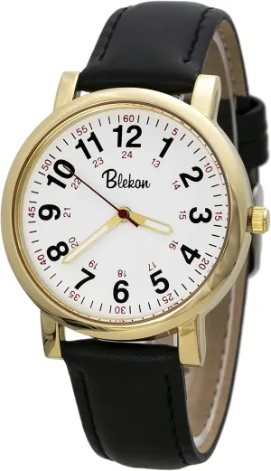 Original Nurse Watch adapt for Medical Professionals and Students �C Various Leather Colors$ Easy Read Dial$ Military Time with Second Hand$ Leather Band$ 3 ATM Water Resistant�� Blekon 