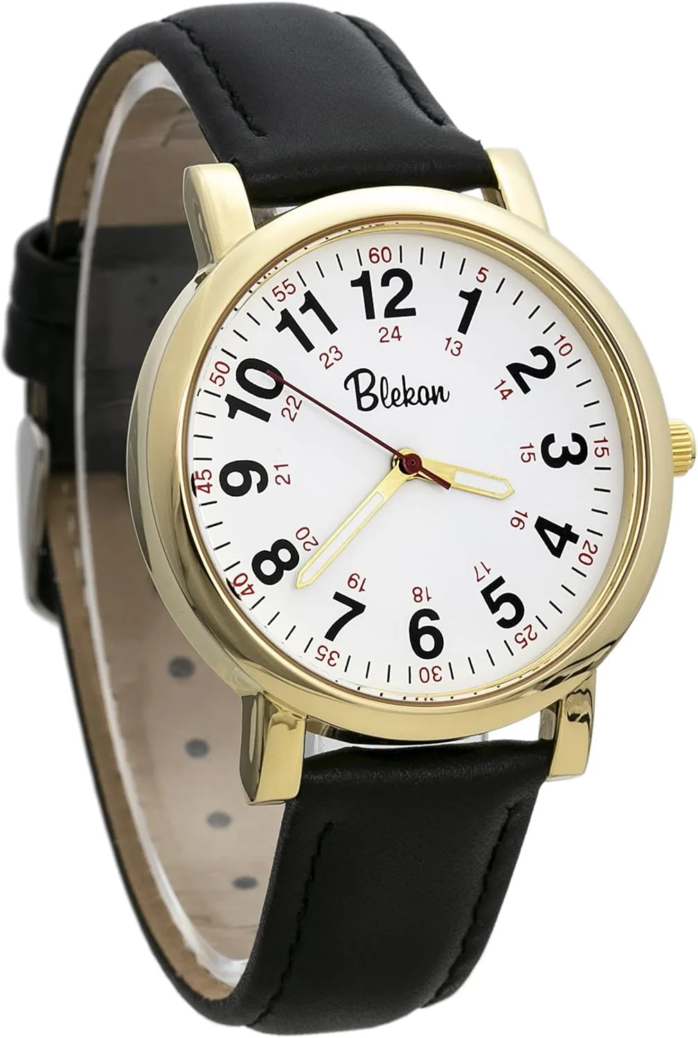 Original Nurse Watch adapt for Medical Professionals and Students �C Various Leather Colors$ Easy Read Dial$ Military Time with Second Hand$ Leather Band$ 3 ATM Water Resistant�� Blekon 