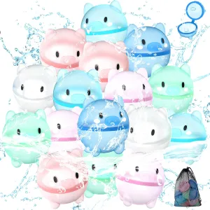Outdoor Activities 16 Pack Reusable Water Balloons for Kids$ Refillable Water grade Balloons Pool toys Beach toys Summer Toys$ Water Bomb Quick Fill for 