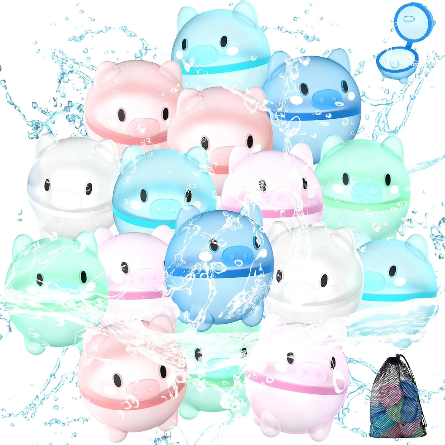 Outdoor Activities 16 Pack Reusable Water Balloons for Kids$ Refillable Water grade Balloons Pool toys Beach toys Summer Toys$ Water Bomb Quick Fill for 