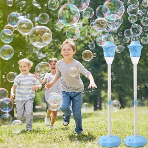 Outdoor Bubble Maker with Lights,Bubble Blower Machine for Weeding Kids Birthday Party AIERSA Bubble Machine Automatic,Height 47 Inches Vertical exorbitant Bubble Machine for Parties, Battery Operated 