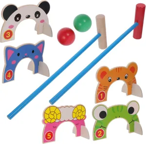 Outdoor Indoor Parent-Child Interactive Preschool Toy for Children Adults Assorted comer fa?ade compensate Color DECHOUS Croquet Sets for Kids: Jungle Animal Wooden Croquet Game Set 