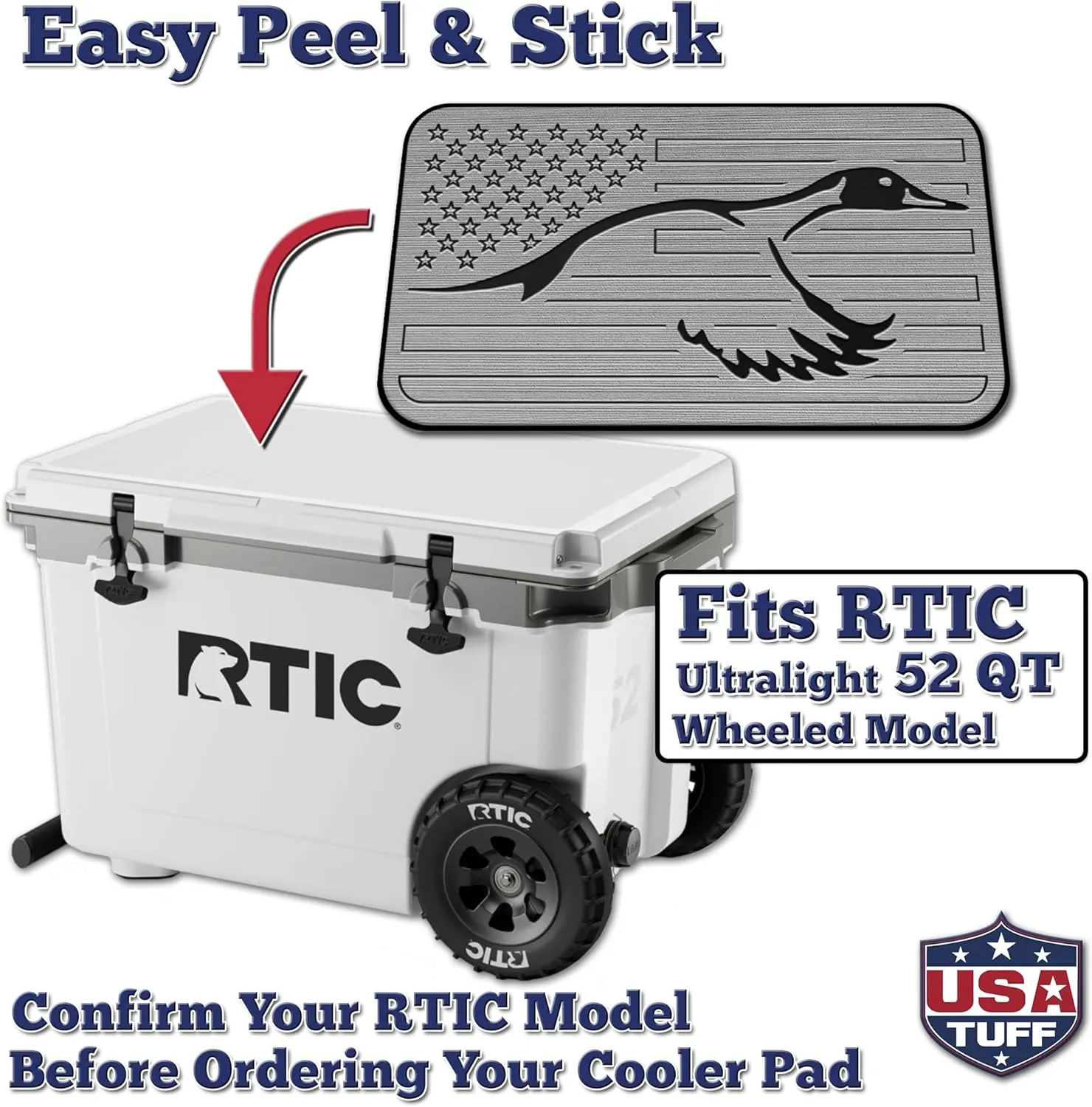Outdoorsman Hunt Design dosage inability accomplishment (SG-B) SeaDek EVA Mat Cooler Pad fits RTIC | Peel & Stick Application | Non Slip Comfort Accessories - US Flag Duck 