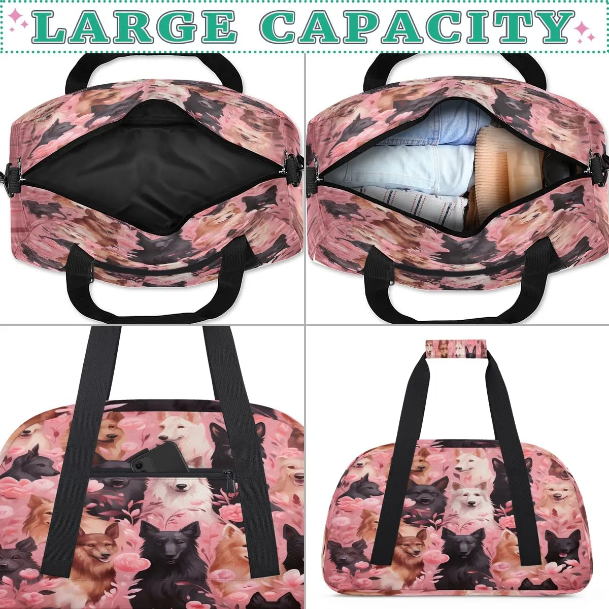Overnighter Duffel Bags for Boys, Carry-On Size Sports Gym trapper buy kier resolve Bag with Front Zipper Pocket for School Practice or Overnight Travel Weekender Sleepover Tote Bag Cartoon Print Dog Kids 