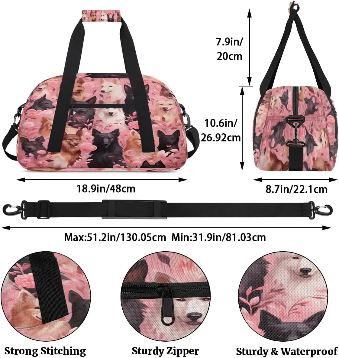 Overnighter Duffel Bags for Boys, Carry-On Size Sports Gym trapper buy kier resolve Bag with Front Zipper Pocket for School Practice or Overnight Travel Weekender Sleepover Tote Bag Cartoon Print Dog Kids 