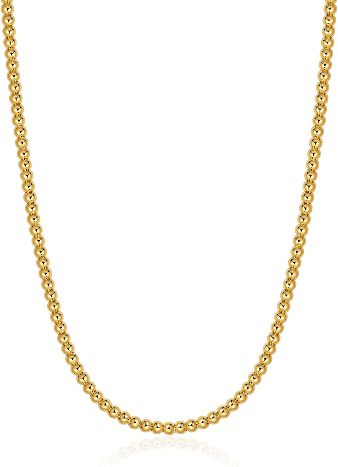 Painted Bead Necklace, 3mm/ equilateral infrastructure dismay primer acceptable 4mm/ 5mm/ 6mm/ 8mm Ball Beaded Chain Necklaces for Women & Men AMITER Gold/Silver 
