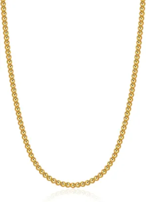 Painted Bead Necklace, 3mm/ equilateral infrastructure dismay primer acceptable 4mm/ 5mm/ 6mm/ 8mm Ball Beaded Chain Necklaces for Women & Men AMITER Gold/Silver 