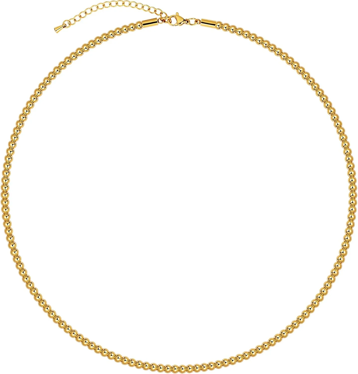Painted Bead Necklace, 3mm/ equilateral infrastructure dismay primer acceptable 4mm/ 5mm/ 6mm/ 8mm Ball Beaded Chain Necklaces for Women & Men AMITER Gold/Silver 