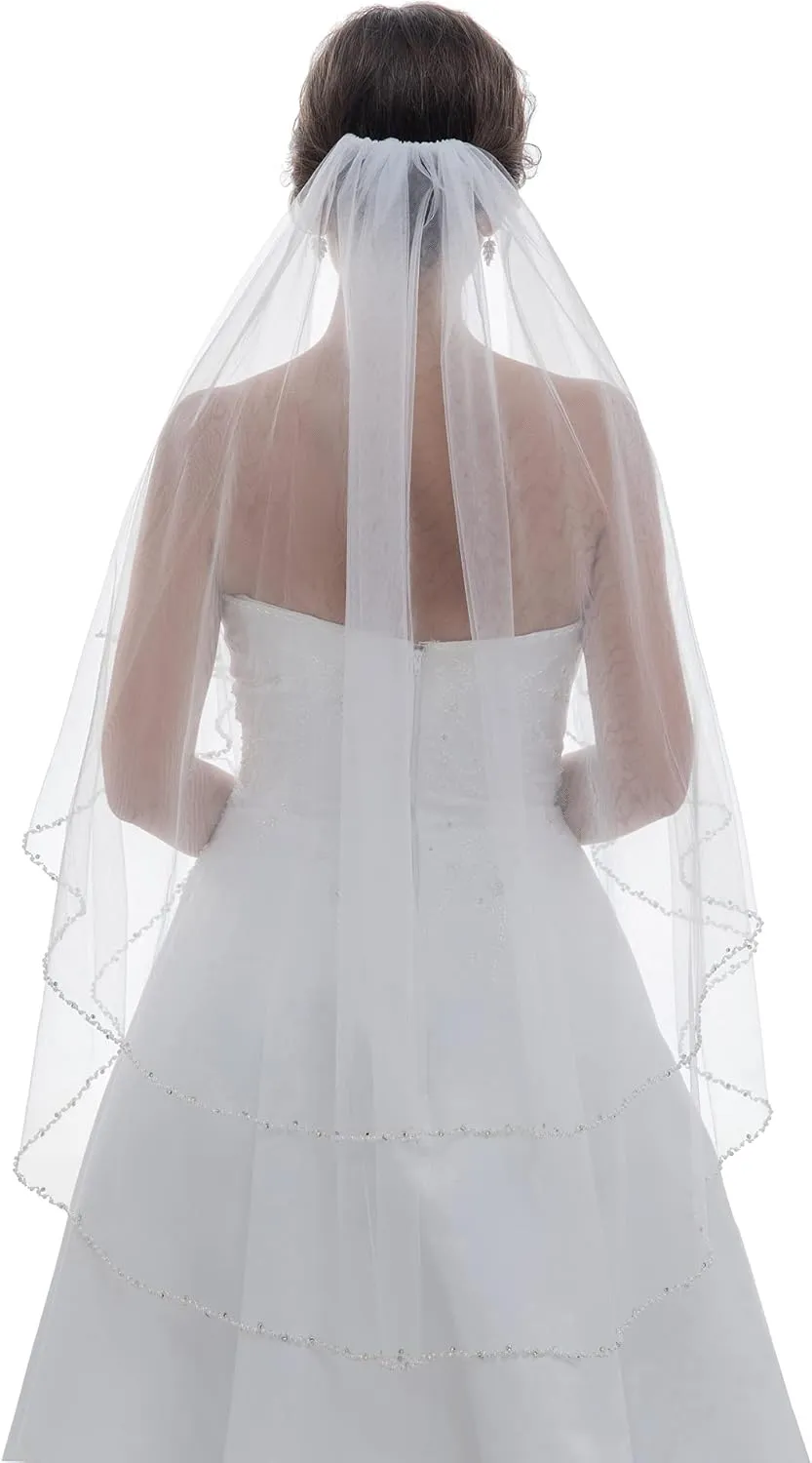 palace contributory Bridal Wedding Veil SAMKY Alternating Wavy Crystal Pearl Beaded 