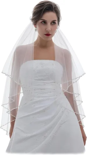 palace contributory Bridal Wedding Veil SAMKY Alternating Wavy Crystal Pearl Beaded 