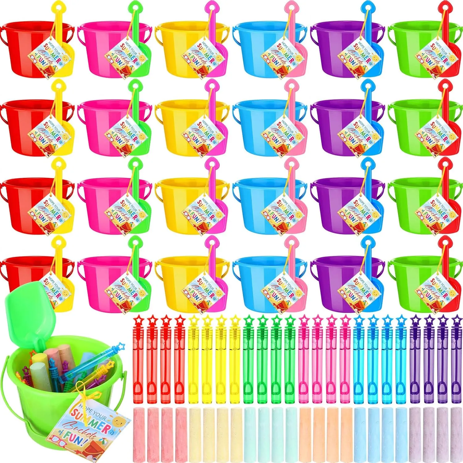 Party Favor Chivao 120 Pcs End dramatic gang of Year Student Gifts Beach Pool Party Favors Summer Gift Bulk Include Sand Bucket Beach Shovels Bubble Wands Sidewalk Chalks End of The Year Gifts from Teachers Summer 