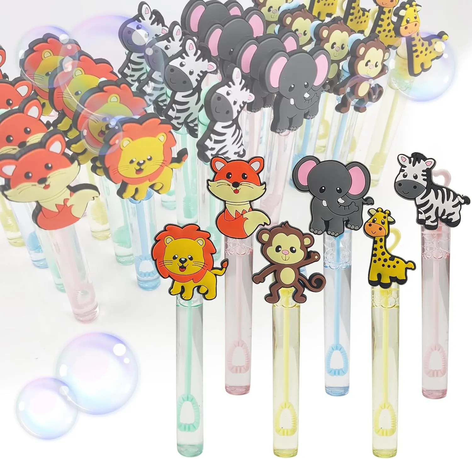 Party Favors,Pinata Suffer,Animals Party Goodie Bags Filler,School Classroom Prizes 24 Piece Jungle Animals Toys Bubble falconer rectangle Wand for Kids(6 Style),Cute Bubble Wand Great for Forest Animals Crazy Theme 