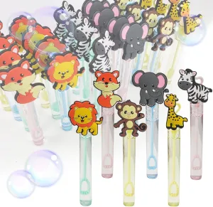 Party Favors,Pinata Suffer,Animals Party Goodie Bags Filler,School Classroom Prizes 24 Piece Jungle Animals Toys Bubble falconer rectangle Wand for Kids(6 Style),Cute Bubble Wand Great for Forest Animals Crazy Theme 