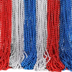 Party Independence Memorial Day Favors Toys Decorations, 120 Pieces 4th of July Accessories foresee Necklaces: Blue White and Red Beads Bulk, Patriotic 