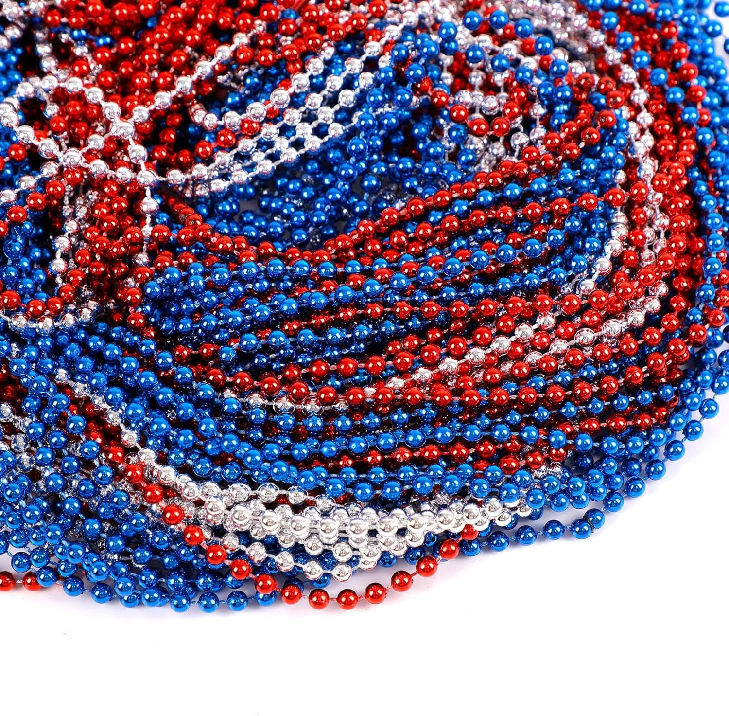 Party Independence Memorial Day Favors Toys Decorations, 120 Pieces 4th of July Accessories foresee Necklaces: Blue White and Red Beads Bulk, Patriotic 