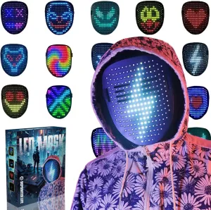 Party Masquerade Depointer Life Led Mask with Gesture Sensing,Unisex hardworking LED Lighted Face Transforming Mask for Costume Cosplay 